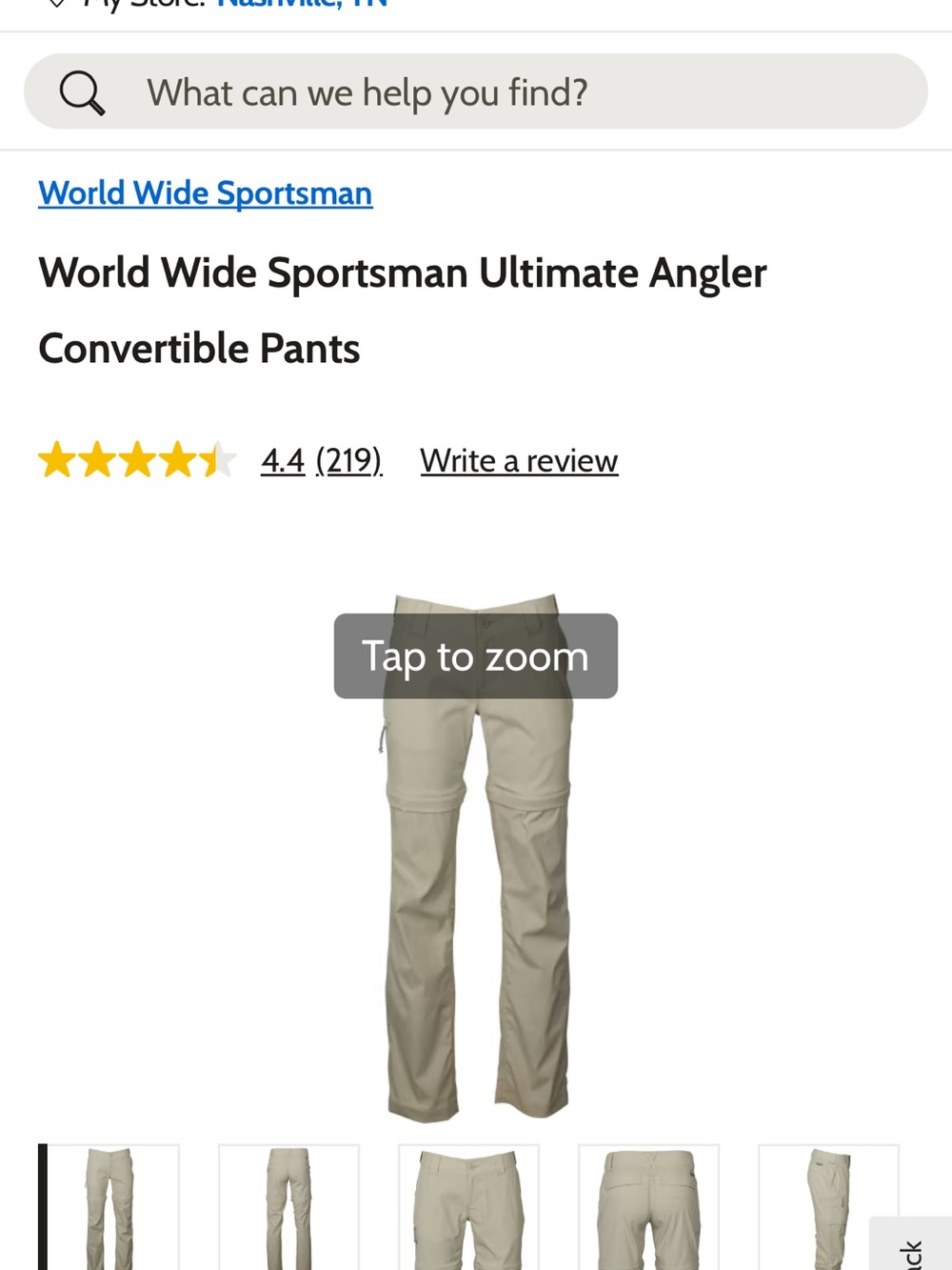 Bass Pro Shops Convertible Zipper-Off Outdoor Pants in Khaki - Picture 4 of 5